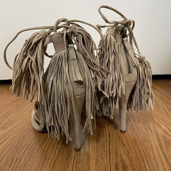 MARISSA WEBB Raina Tassel Lace-Up Tan Heels size EU 38 - Picture 4 of 10